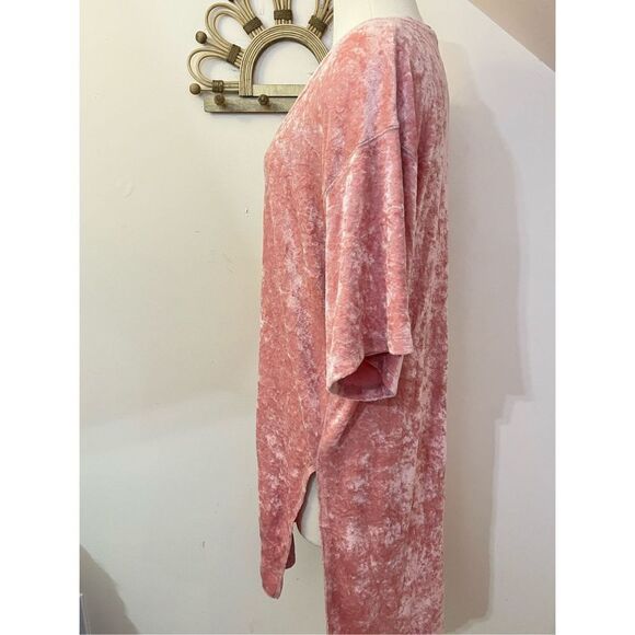 Free People Pink Crushed Velvet Split Hem Tunic Dress M - Picture 3 of 6